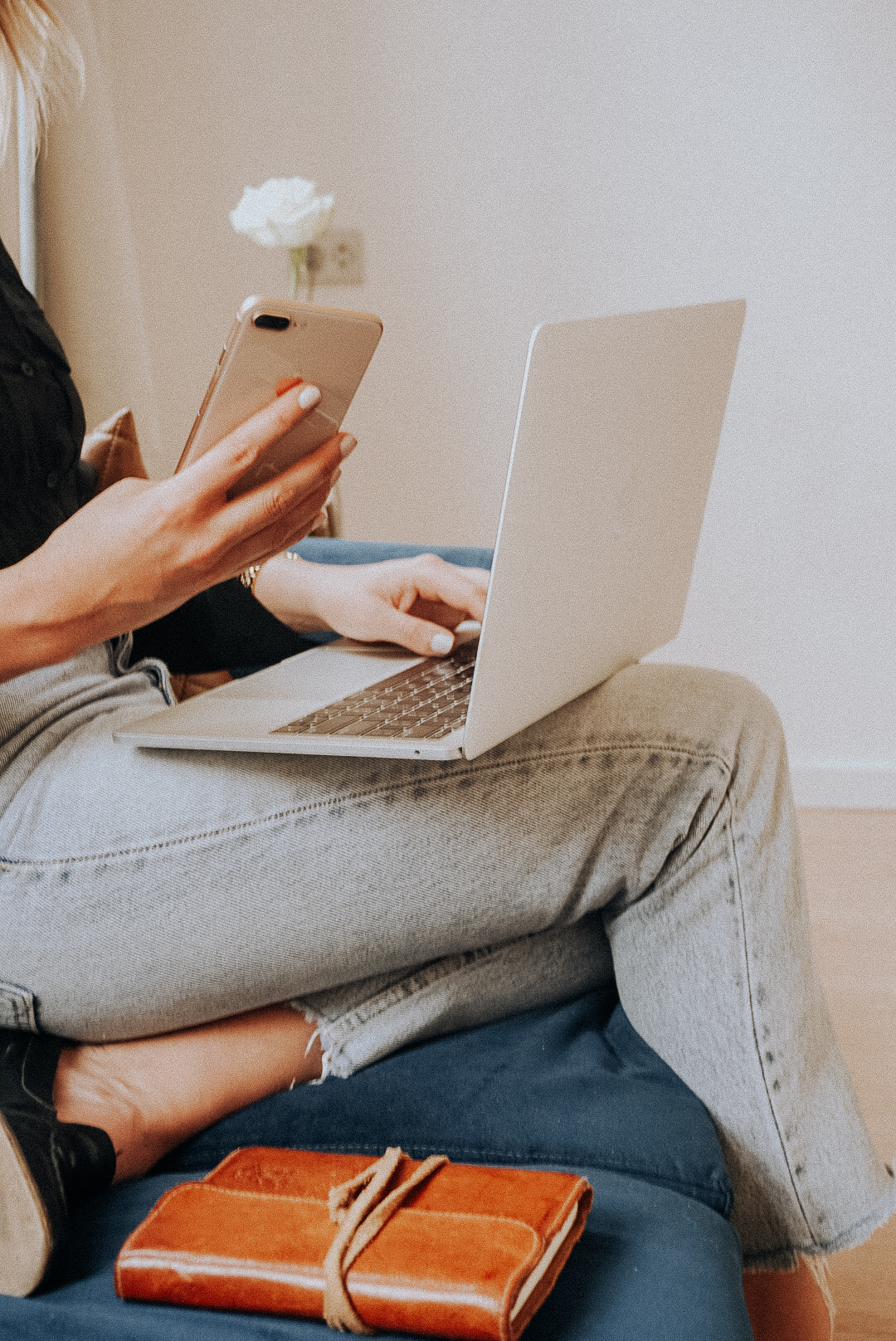 Female entrepreneur engaging on social media