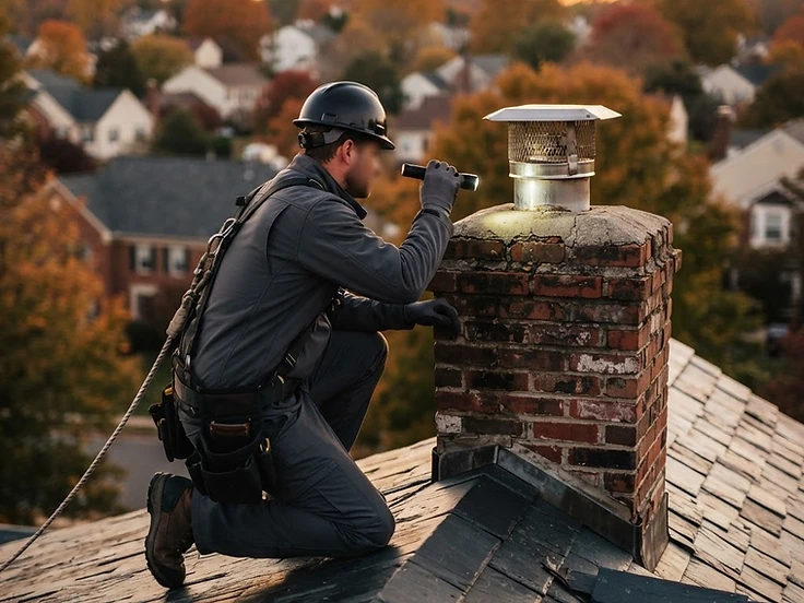 Chimney sweep servicing a home in Alexandria, VA