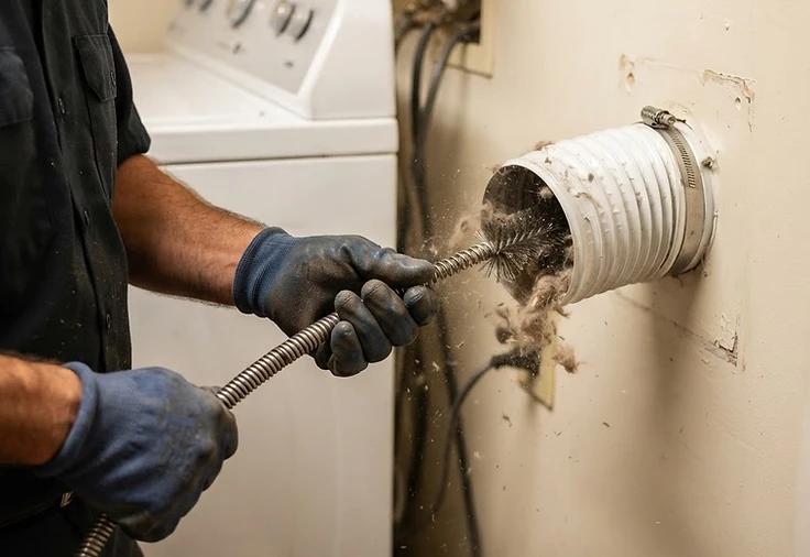 Dryer Vent Cleaning technician working on a home in the Washington DC metro area