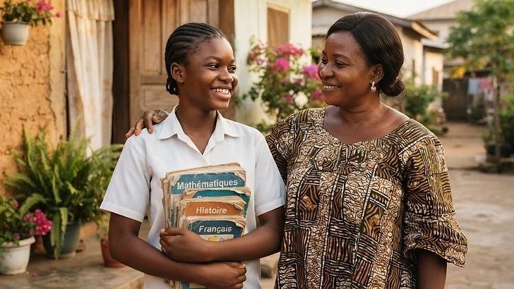 Une élève gabonaise fière de sa réussite avec ses parents