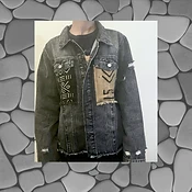 Black Denim Jacket with African Mudcloth