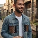 Men's Denim Jacket with African Mudcloth angle 2