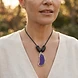Purple Agate Stone Leather Necklace angle 2