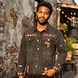Black Denim Jacket with Map of Africa angle 2
