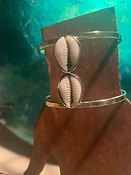 Double Brass Cowry Shell Bangle