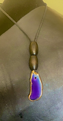 Purple Agate Stone Leather Necklace