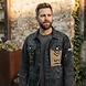 Black Denim Jacket with African Mudcloth angle 2