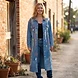 Long Blue Denim Jacket with Paint Splotches angle 1