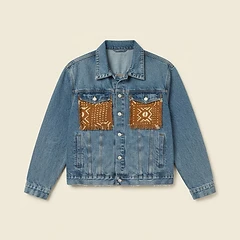 Denim Jacket with African Mudcloth