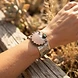 Copper Plated Bangle with Pink Colored Agate Stone angle 2