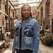 Blue Denim Jacket with Abstract Horse Image angle 2