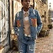 Blue Denim Jacket with African Girl Design angle 2