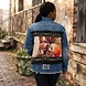 Denim Jean Jacket with African Design angle 2