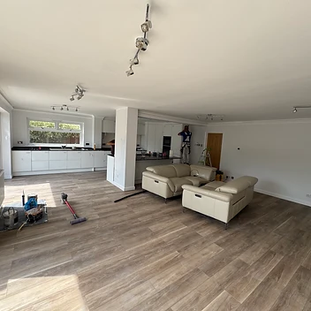 Open-plan kitchen and living area nearing completion by UC-Homes.