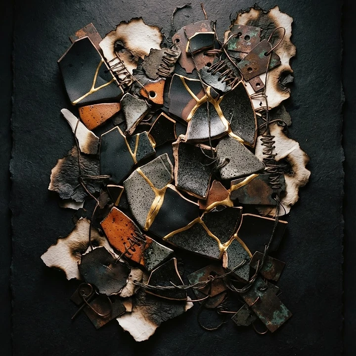 Mended — view from afar and close-up of materials