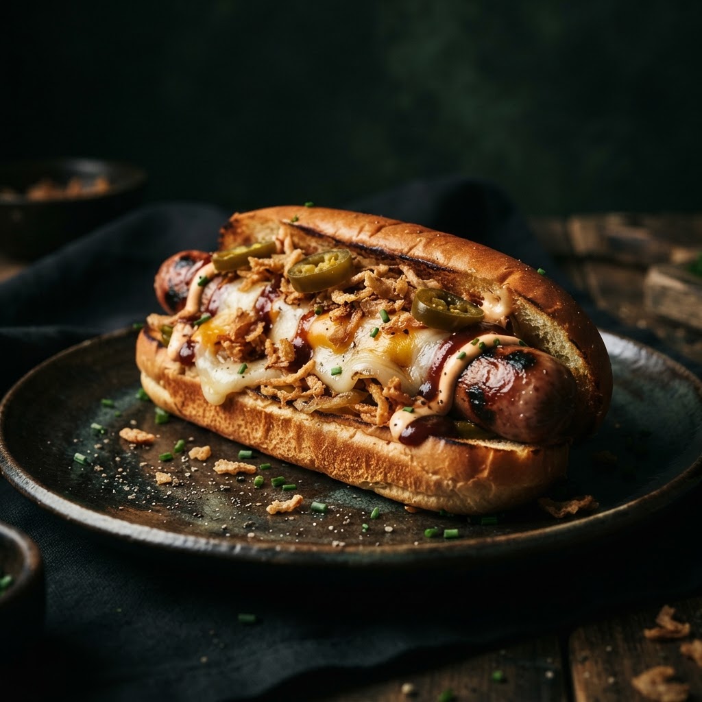 Loaded Hotdog from the GO Kitchen at On The Go, late-night food in Curaçao