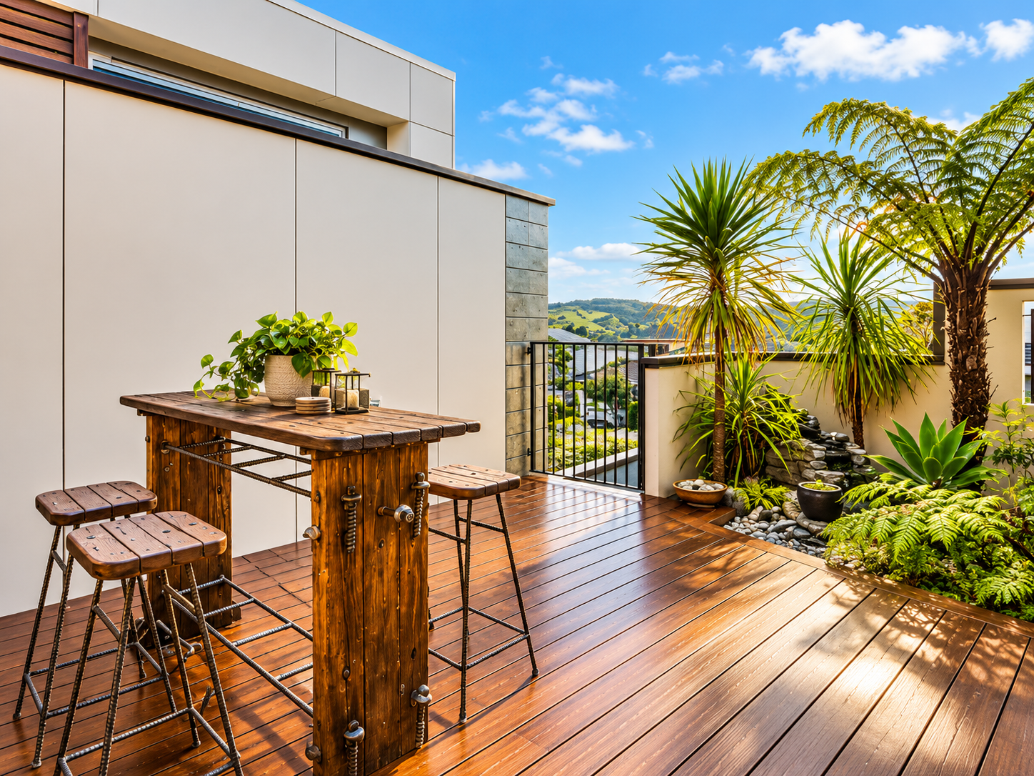Outdoor Bar — Native Garden & Valley Views