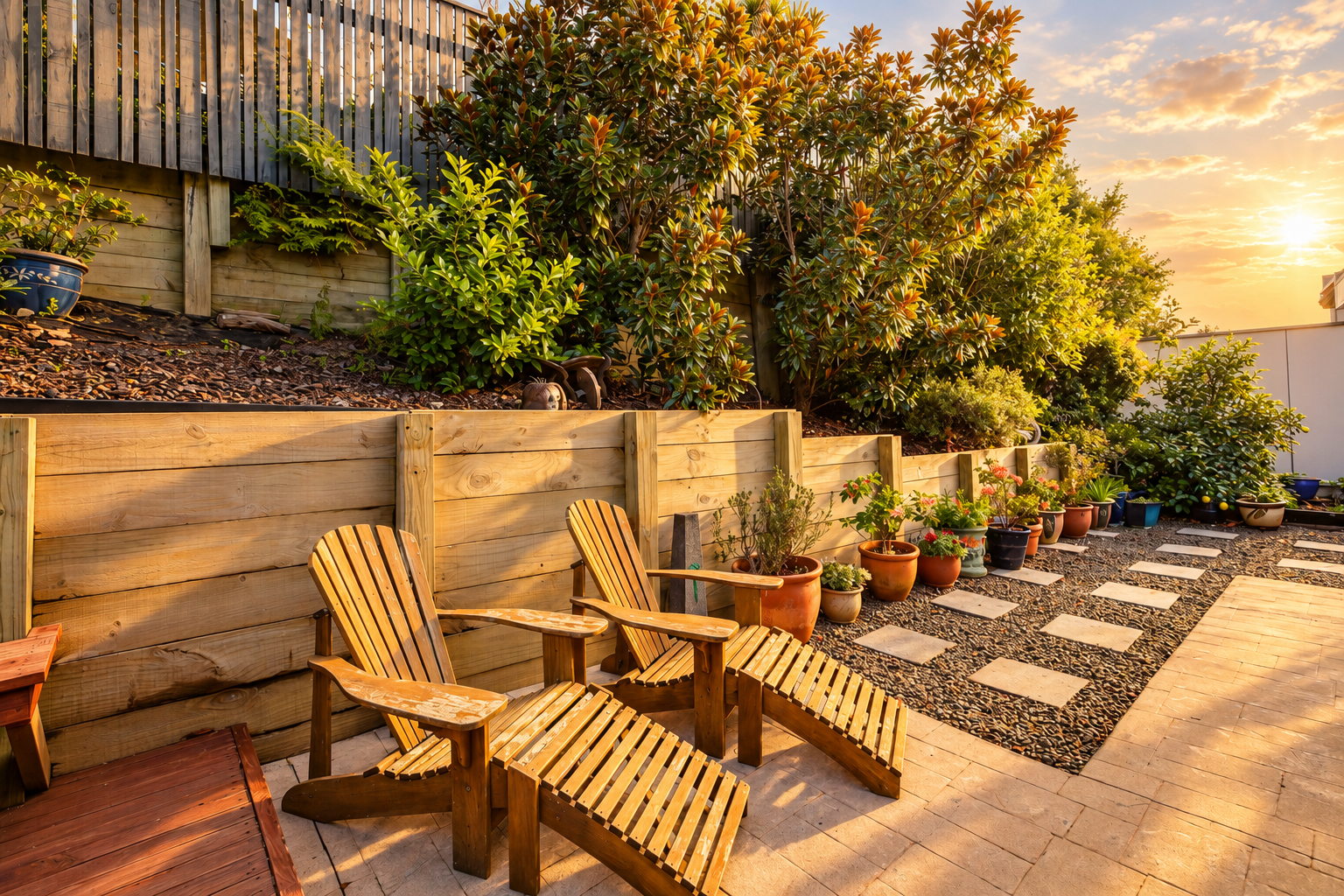 Garden Corner — Golden Hour