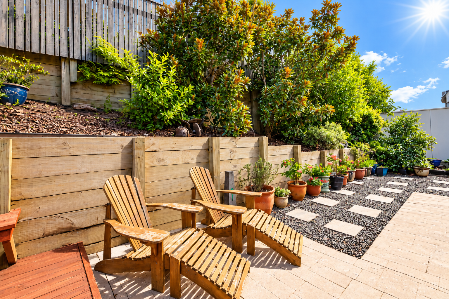 Rear Garden — Landscaped Terrace & Seating