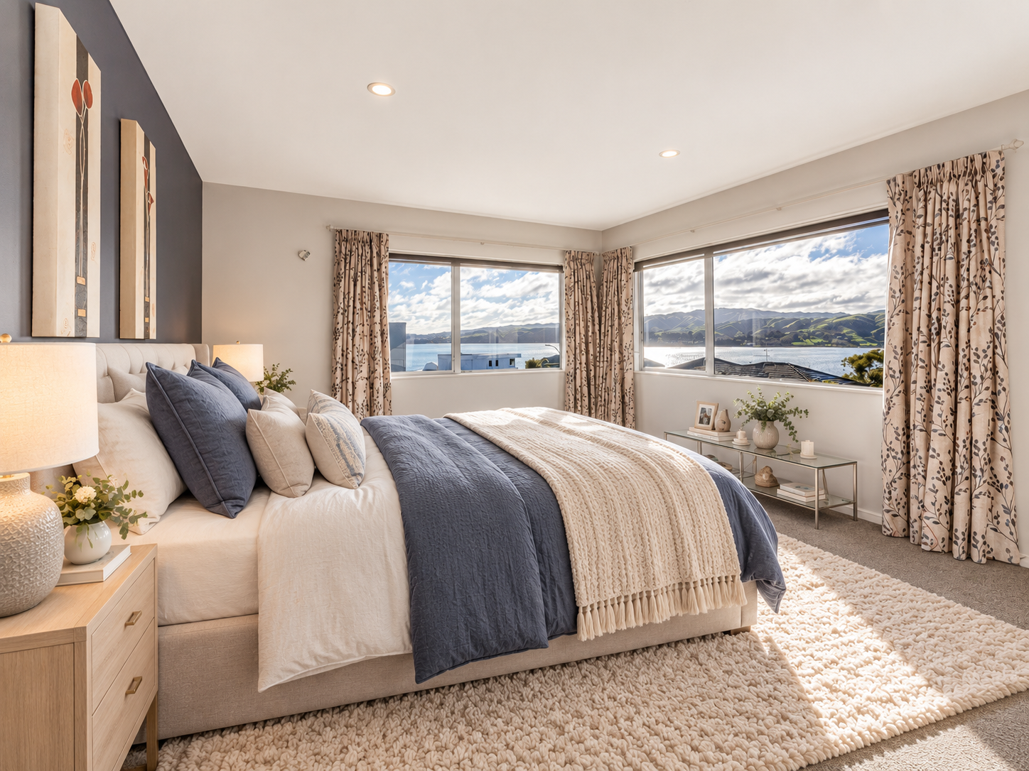Upper Bedroom — Corner Windows to the Water