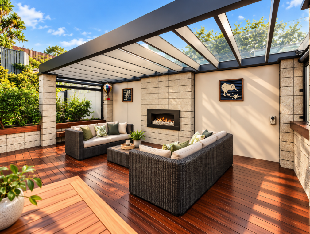 Pergola Lounge with Gas Fireplace
