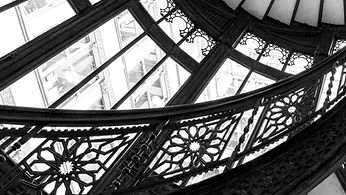 Wrought iron railing inside the Rookery Building in Chicago.
