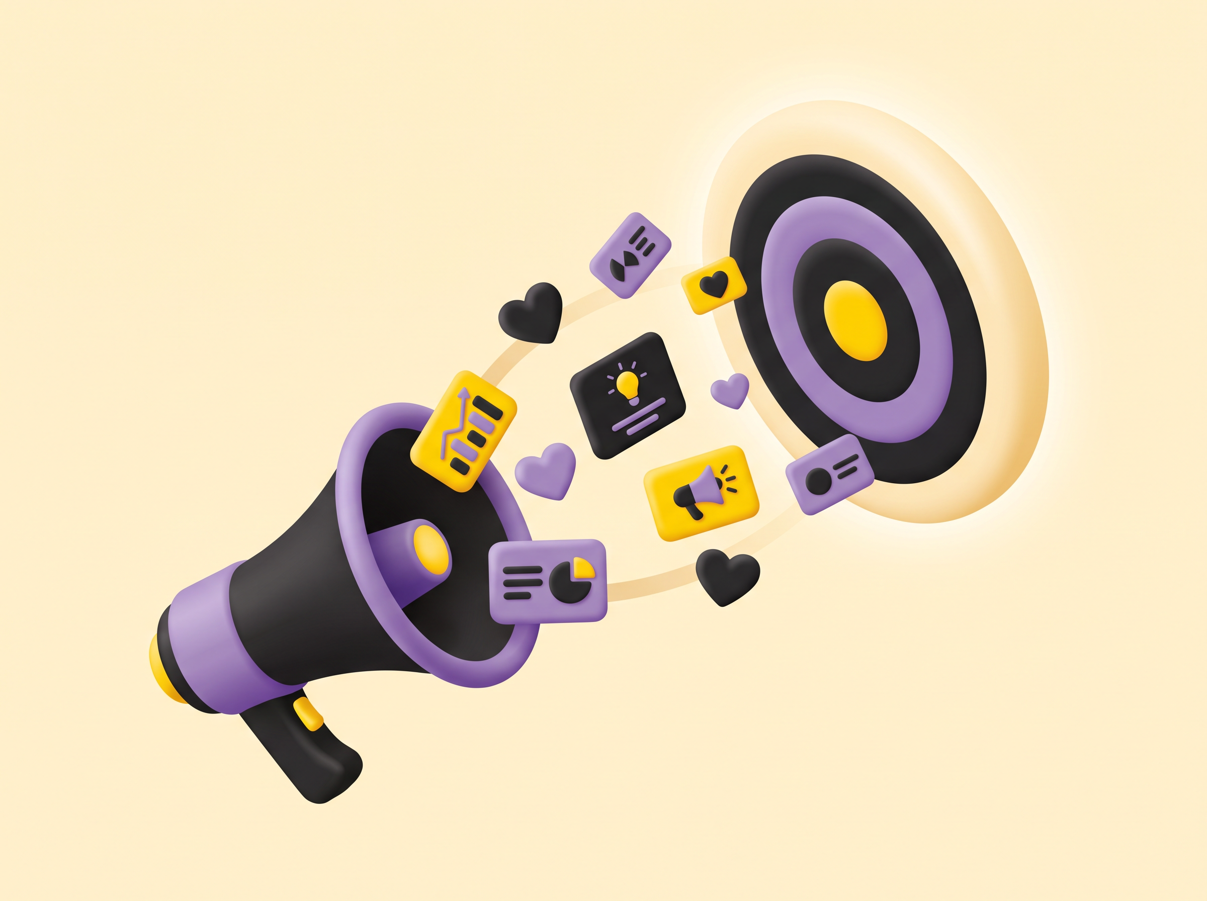 Megaphone launching ad creative toward a target