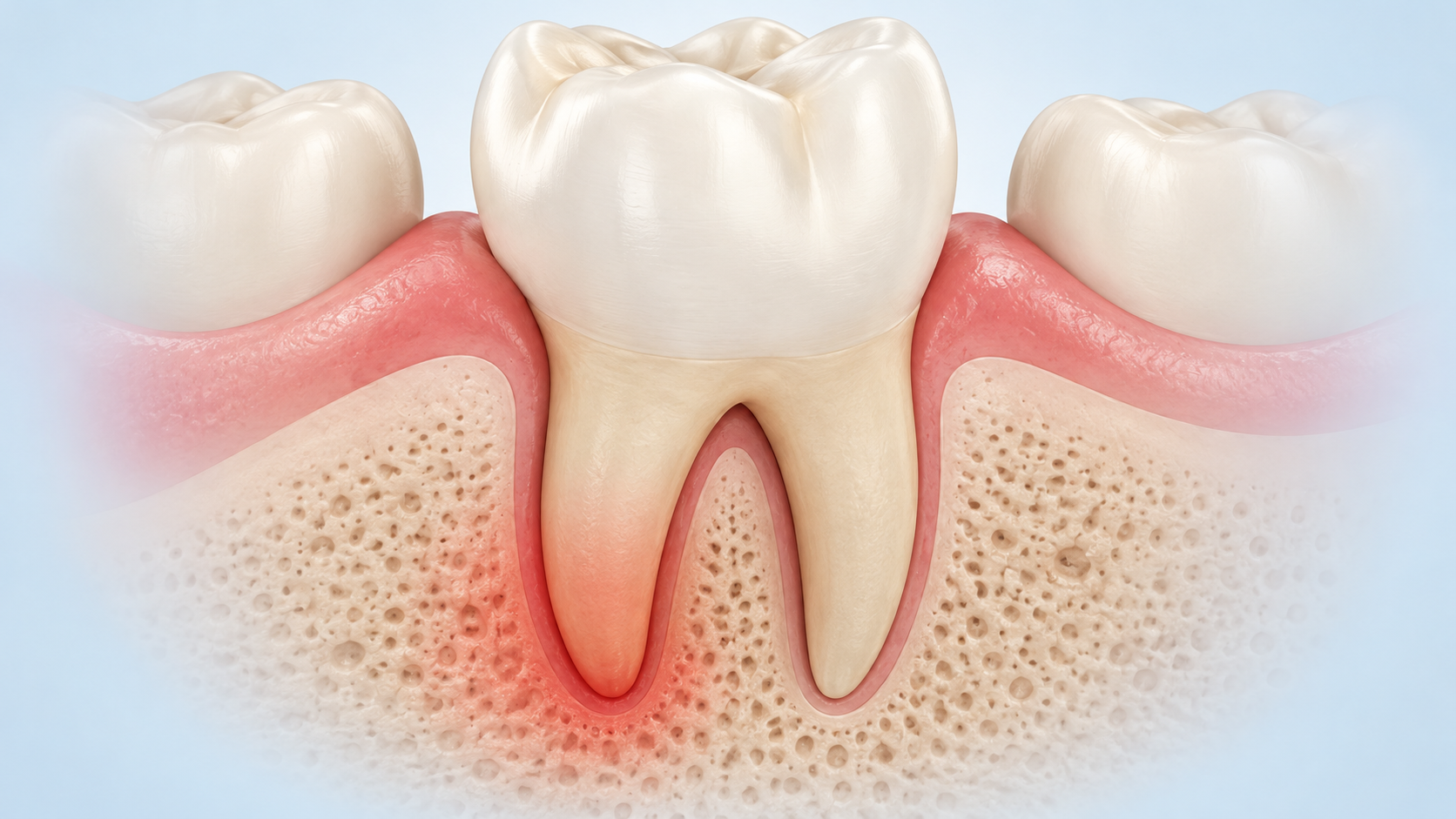 Illustration of a molar with sensitivity near the root