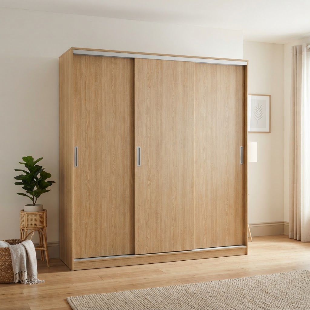 Armoire trois portes avec portes coulissantes