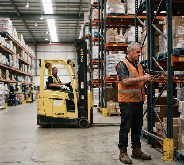 Logistics supervisor in a distribution warehouse