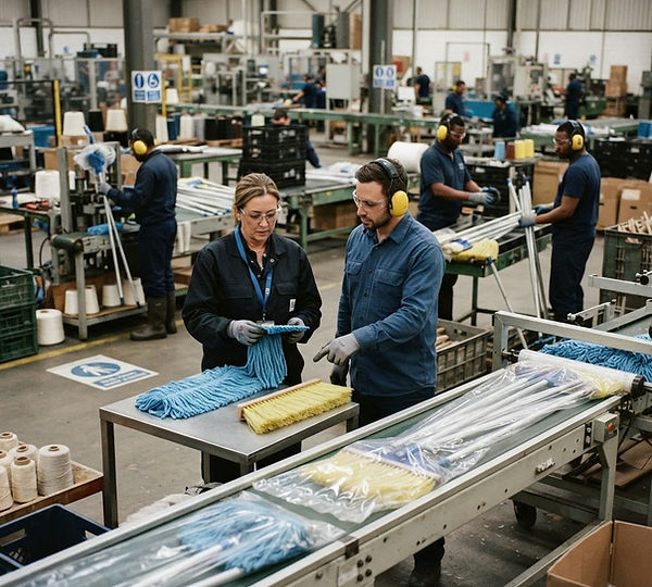 Representative illustration: An international maker of branded brooms, mops and sponges set aggressive cost targets ahead of an expected hard year.