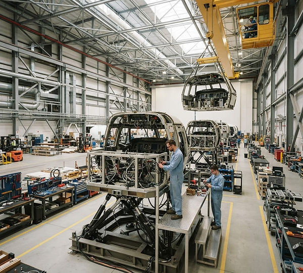 Representative illustration: A commercial and military flight simulator manufacturer needed to consolidate two buildings into one facility while raising productivity and shortening cycle time.