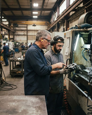 Supervisor and technician reviewing a production line