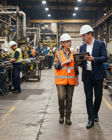 Investment partner walking a portfolio company plant floor