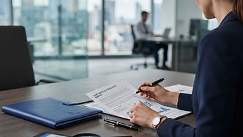 Profissional analisando documentos e dados em uma plataforma de due diligence corporativa