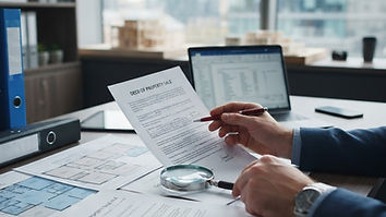 Profissional analisando documentos e matrículas de imóveis para evitar fraude imobiliária