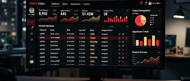 Modern CRM dashboard on a screen