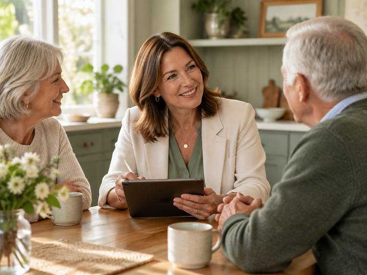 An aging-in-place specialist conducting a room-by-room home safety and longevity assessment