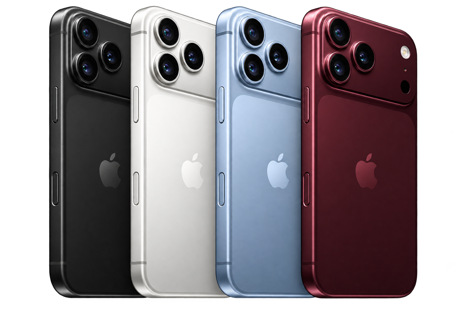 7 iPhone 18 Pro Max em cores variadas