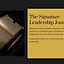 The Signature Leadership Journal — a leather-bound journal with gold edges beside a fountain pen