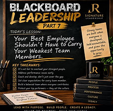 Blackboard Leadership Part 7 — your best employee shouldn't have to carry your weakest team members, with key takeaways on a chalkboard