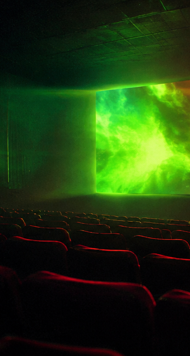 Dark cinematic theater interior