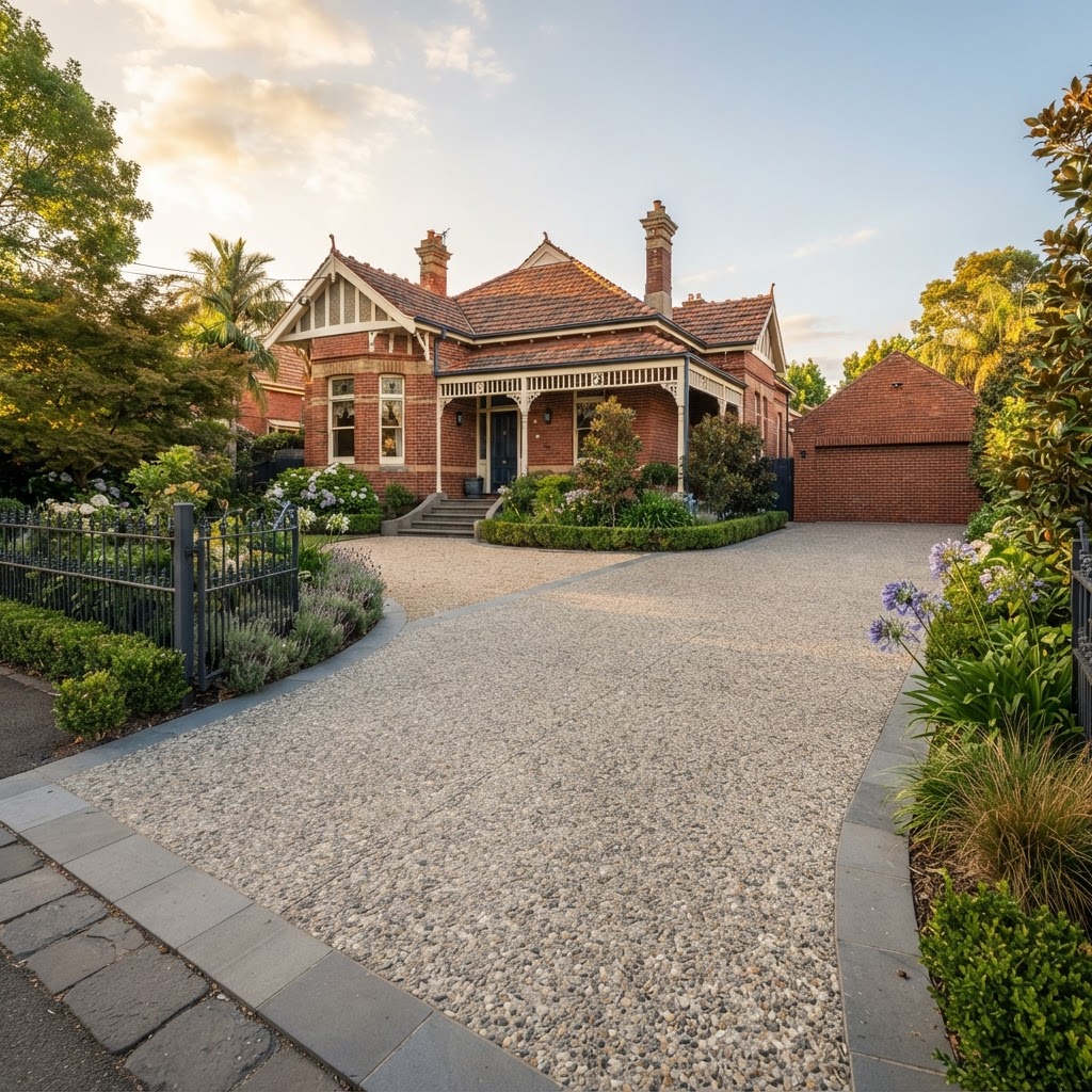 exposed aggregate driveway installation in Brighton VIC