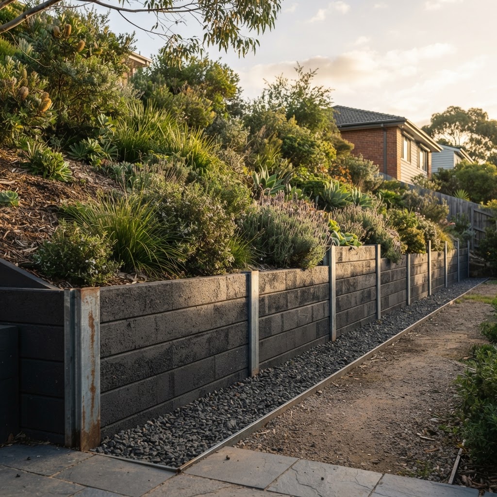 concrete sleeper retaining wall in Brighton VIC