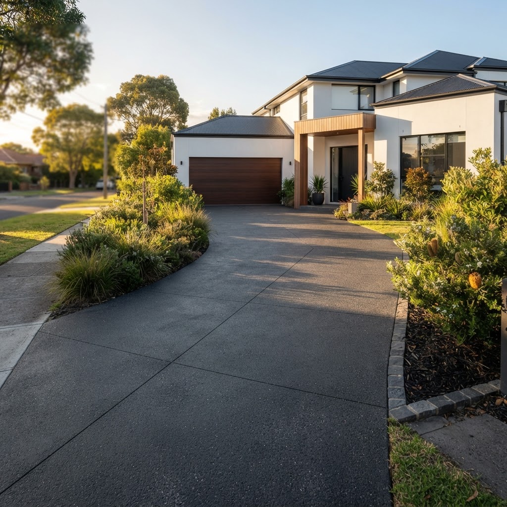 coloured concrete driveway in Brighton VIC