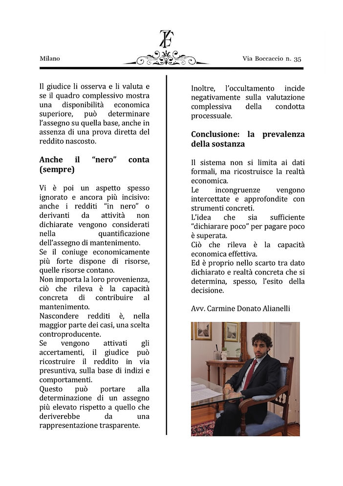 Assegno di mantenimento e capacità economica reale: i redditi nascosti non sfuggono - pagina 3