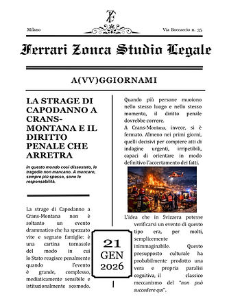 La strage di Capodanno a Crans-Montana e il diritto penale che arretra