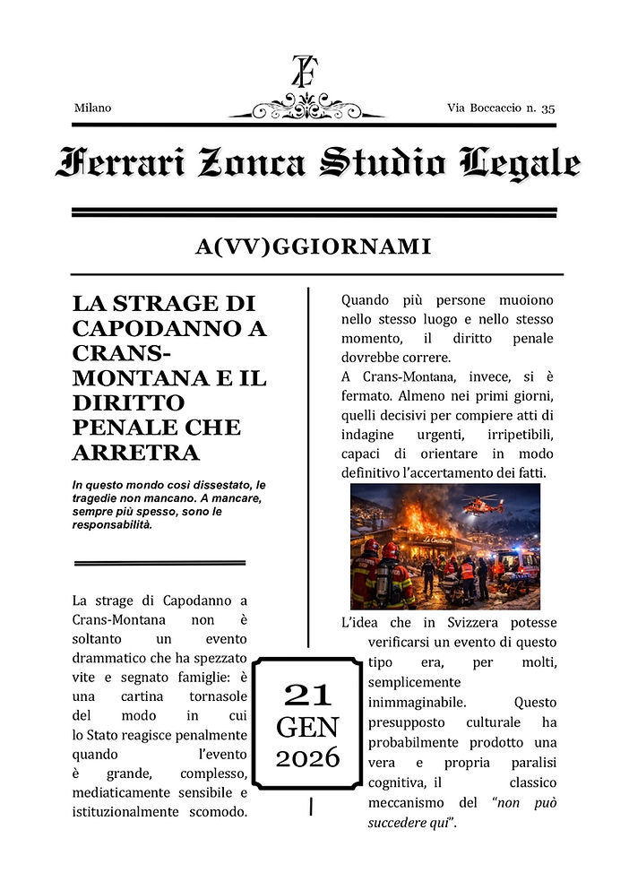 La strage di Capodanno a Crans-Montana e il diritto penale che arretra - pagina 1