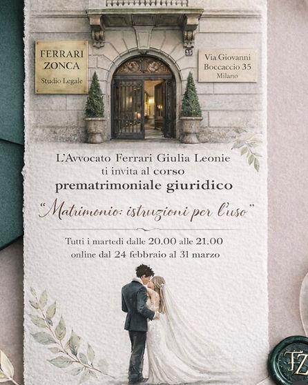 Invito al Corso Prematrimoniale Giuridico 'Matrimonio: istruzioni per l'uso'