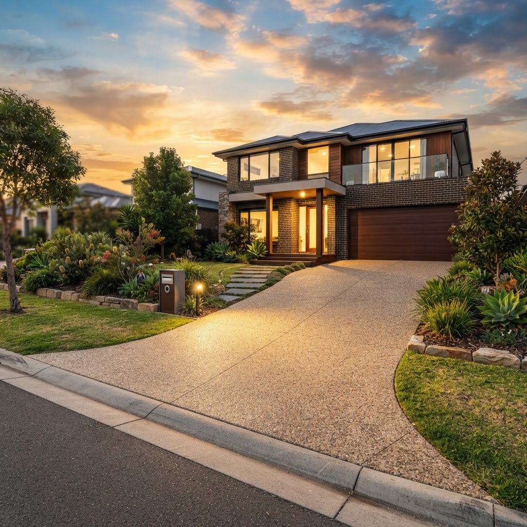 Exposed aggregate driveway, Dandenong 60m²